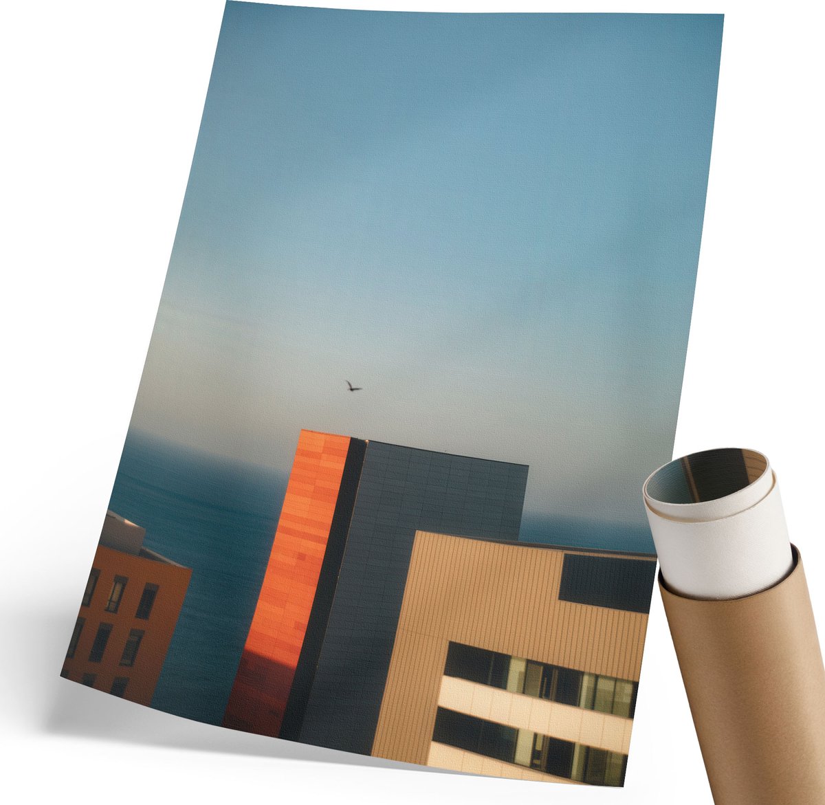 Coloray Polycanvas Wandposter - Stad En Zee, Fotografie - 210 x 297 mm - Blauw Poster - Rechthoek - Muurkunst - Woonkamer, Slaapkamer, Kantoor - Modern