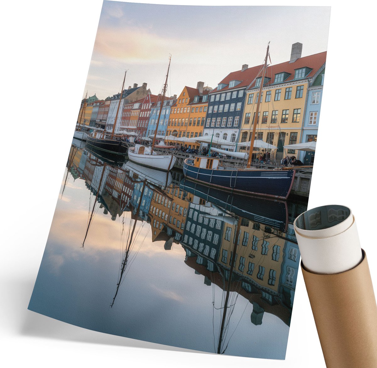 Coloray Canvas Poster Polycanvas - Kleurrijke Haven, Fotografie - 210 x 297 mm - Blauw Decoratie - Rechthoek - Muurdecoratie - Woonkamer, Slaapkamer, Kantoor - Modern