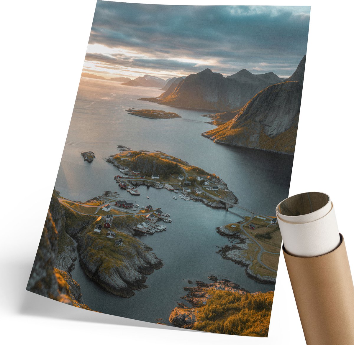 Coloray Polycanvas Wandposter - Bergpanorama, Fotografie - 210 x 297 mm - Grijs Patroon - Rechthoek - Canvasposter - Woonkamer, Slaapkamer, Kantoor - Klassiek