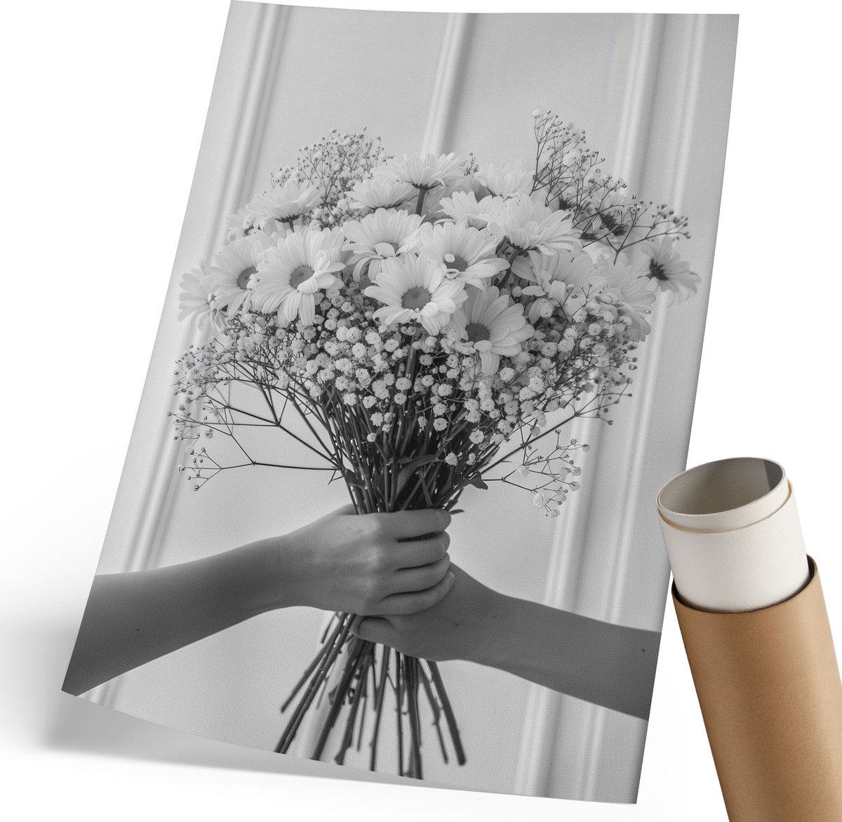 Coloray Canvas Poster Polycanvas - Witte Bloemen, Fotografie - 210 x 297 mm - Wit Poster - Rechthoek - Decoratieve poster - Woonkamer, Slaapkamer, Kantoor - Klassiek