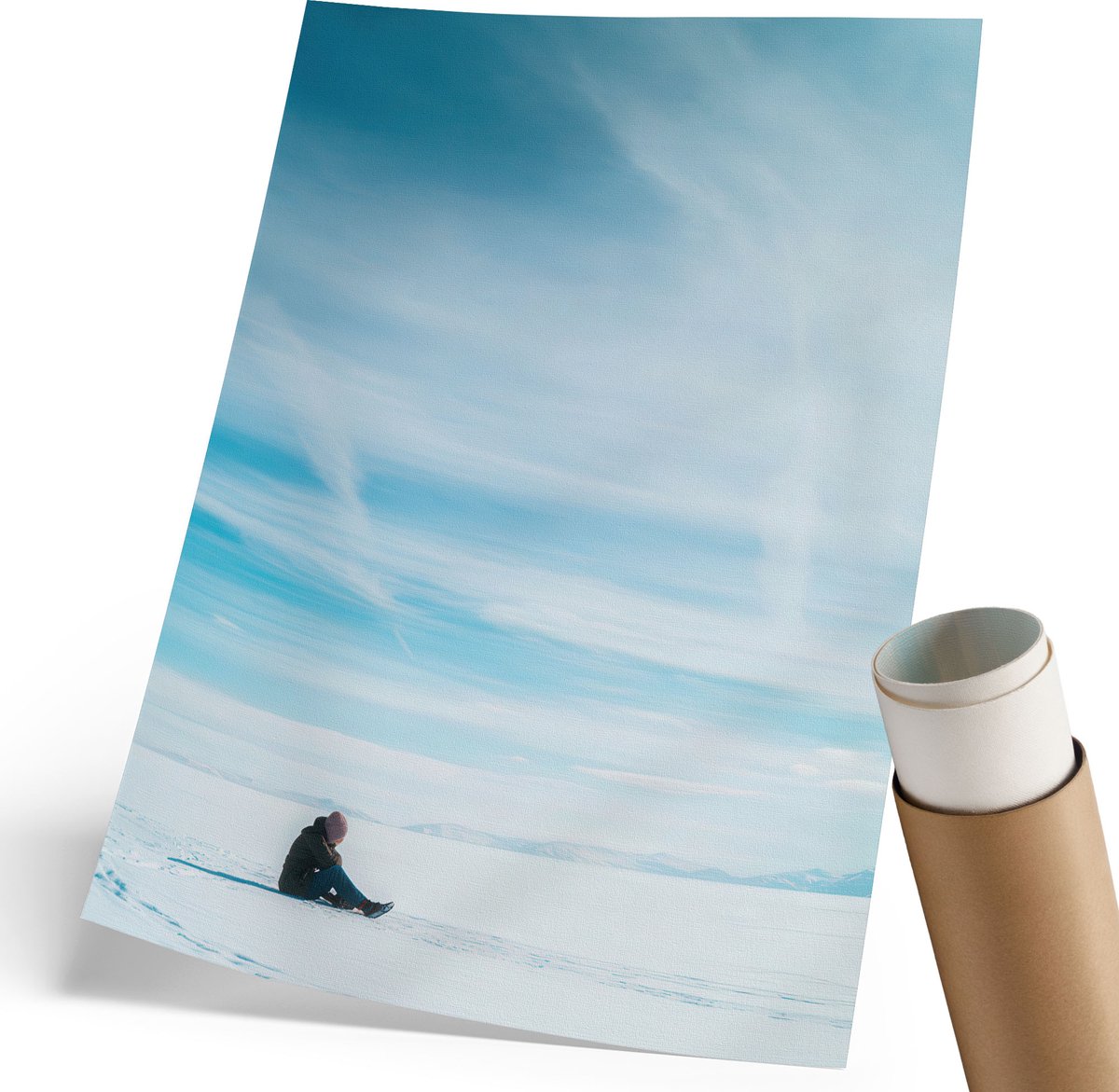 Coloray Polycanvas Wandposter - Winterlandschap, Fotografie - 210 x 297 mm - Blauw Illustratie - Rechthoek - Interieurdecoratie - Woonkamer, Slaapkamer, Kantoor - Minimalist