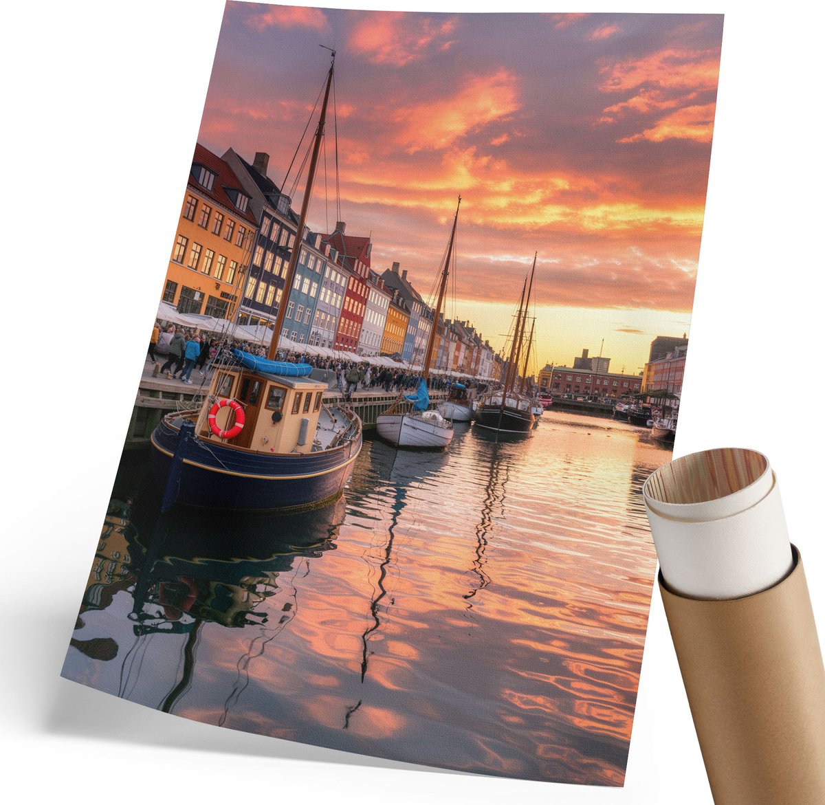 Coloray Polycanvas Wandposter - Kleurrijke Waterkant, Fotografie - 210 x 297 mm - Oranje Wandposter - Rechthoek - Interieurdecoratie - Woonkamer, Slaapkamer, Kantoor - Klassiek