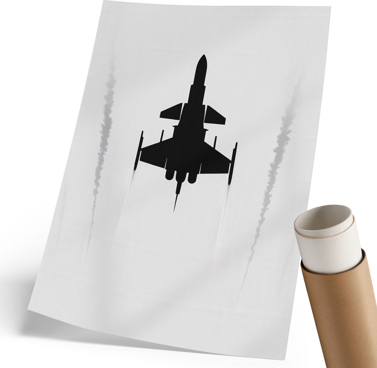 Coloray Polycanvas Wandposter - Een Vliegtuig In De Lucht, Illustratie - 210 x 297 mm - Wit Wandposter - Rechthoek - Muurkunst - Woonkamer, Slaapkamer, Kantoor - Minimalist