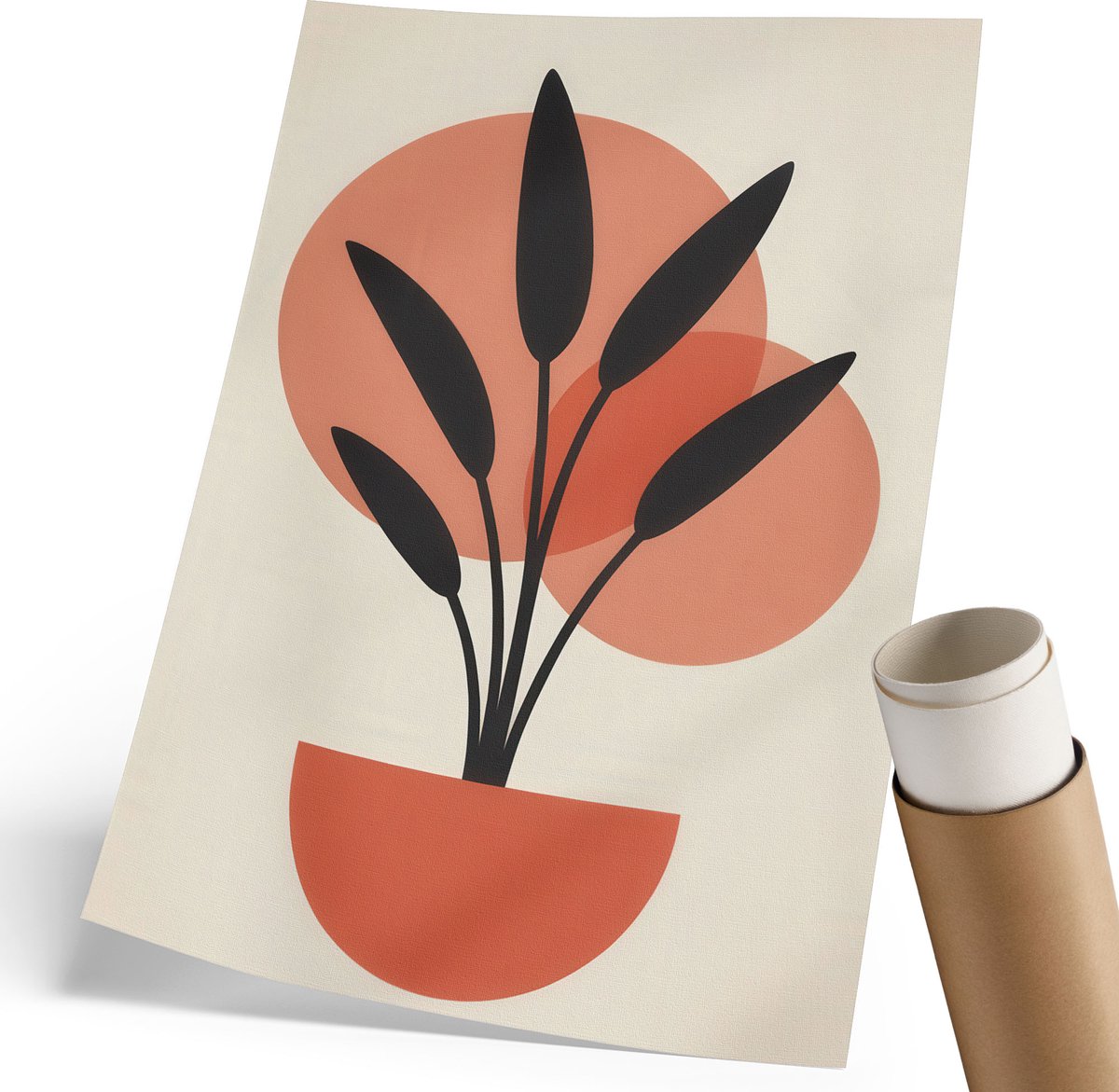 Coloray Polycanvas Poster - Plantenillustratie, Illustratie - 210 x 297 mm - Oranje Wanddecoratie - Rechthoek - Decoratieve poster - Woonkamer, Slaapkamer, Kantoor - Modern