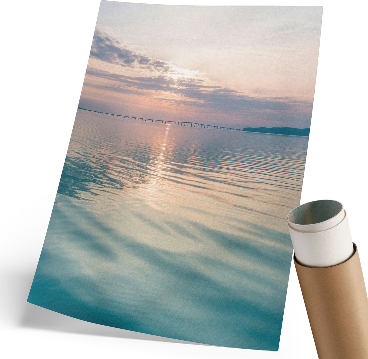 Coloray Polycanvas Poster - Zonsondergang, Fotografie - 210 x 297 mm - Blauw Kunst - Rechthoek - Muurdecoratie - Woonkamer, Slaapkamer, Kantoor - Klassiek
