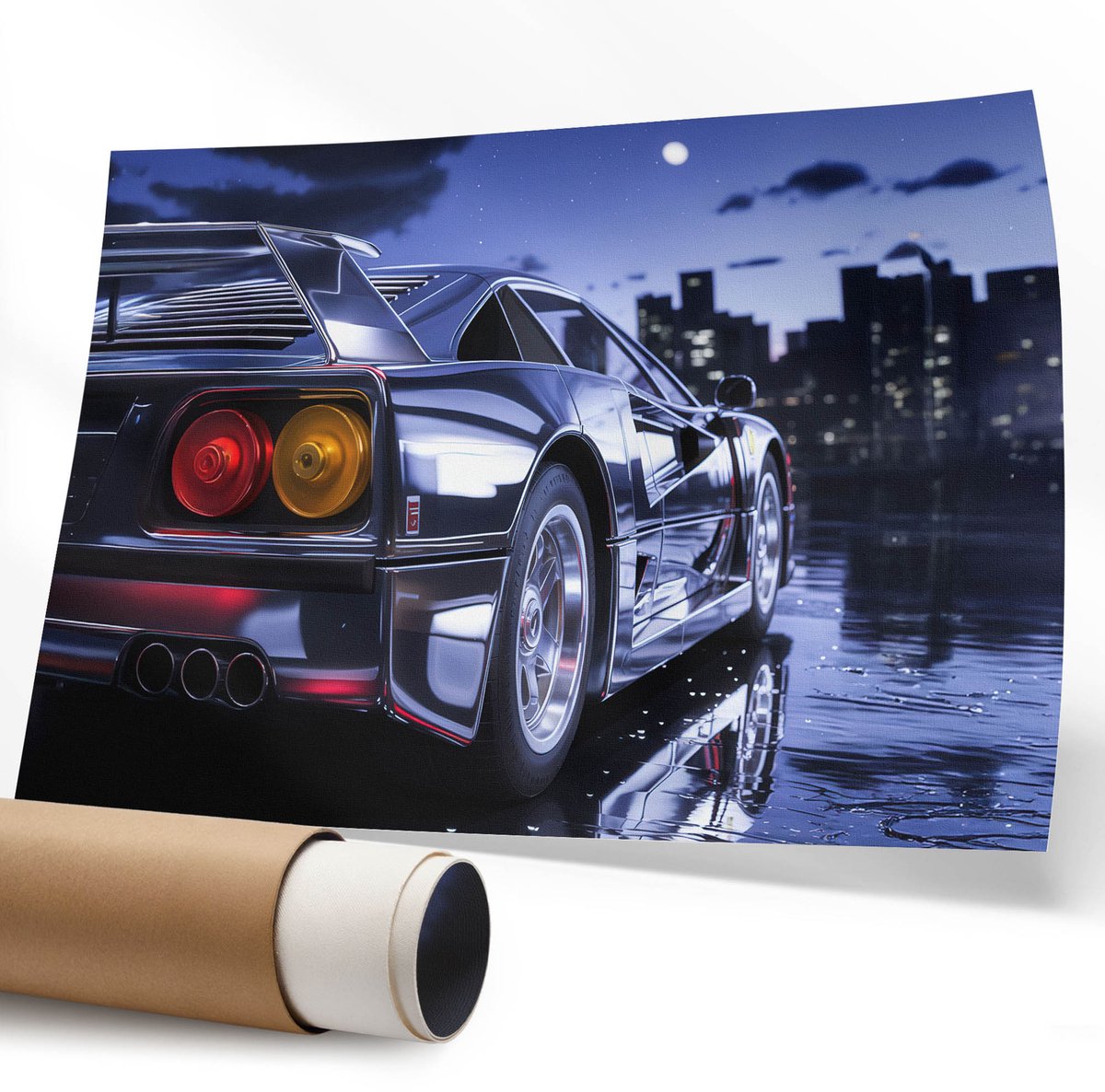 Coloray Polycanvas Poster - Magische Nacht, Schilderen - 594 x 840 mm - Turkoois Wanddecoratie - Rechthoek - Kunstposter - Slaapkamer - Expressief
