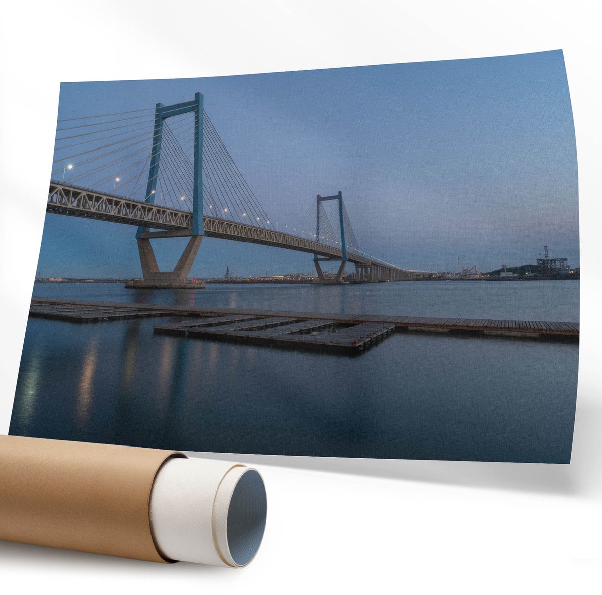 Coloray Polycanvas Poster - De Maan En De Berg, Illustratie - 594 x 840 mm - Grijs Wandposter - Rechthoek - Muurdecoratie - Woonkamer - Modern