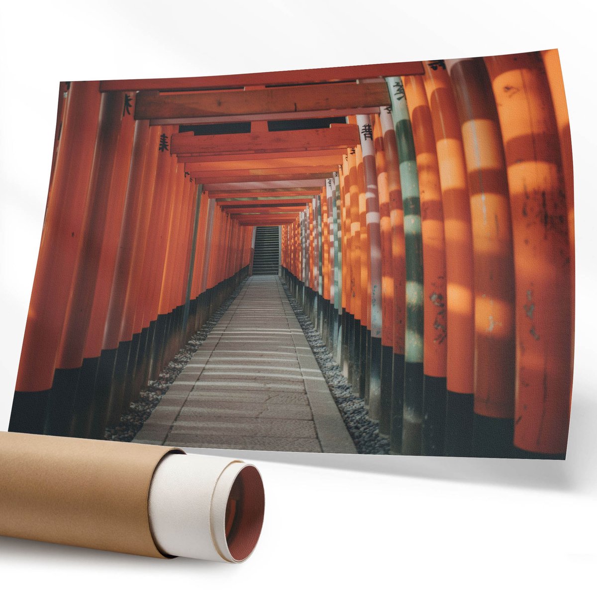 Coloray Polycanvas Wandposter – Tunnel In Azië, Oranje – 594 x 840 mm – Bruin Kunstwerk – Rechthoek – Wandkunst – Slaapkamer – Klassiek