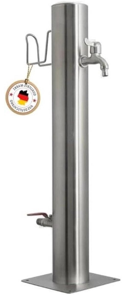 Watertappzuil - Tuinkraan Waterkolom - Tuinirrigatie - Twee uitloopkranen - 75 cm hoog - Zilver