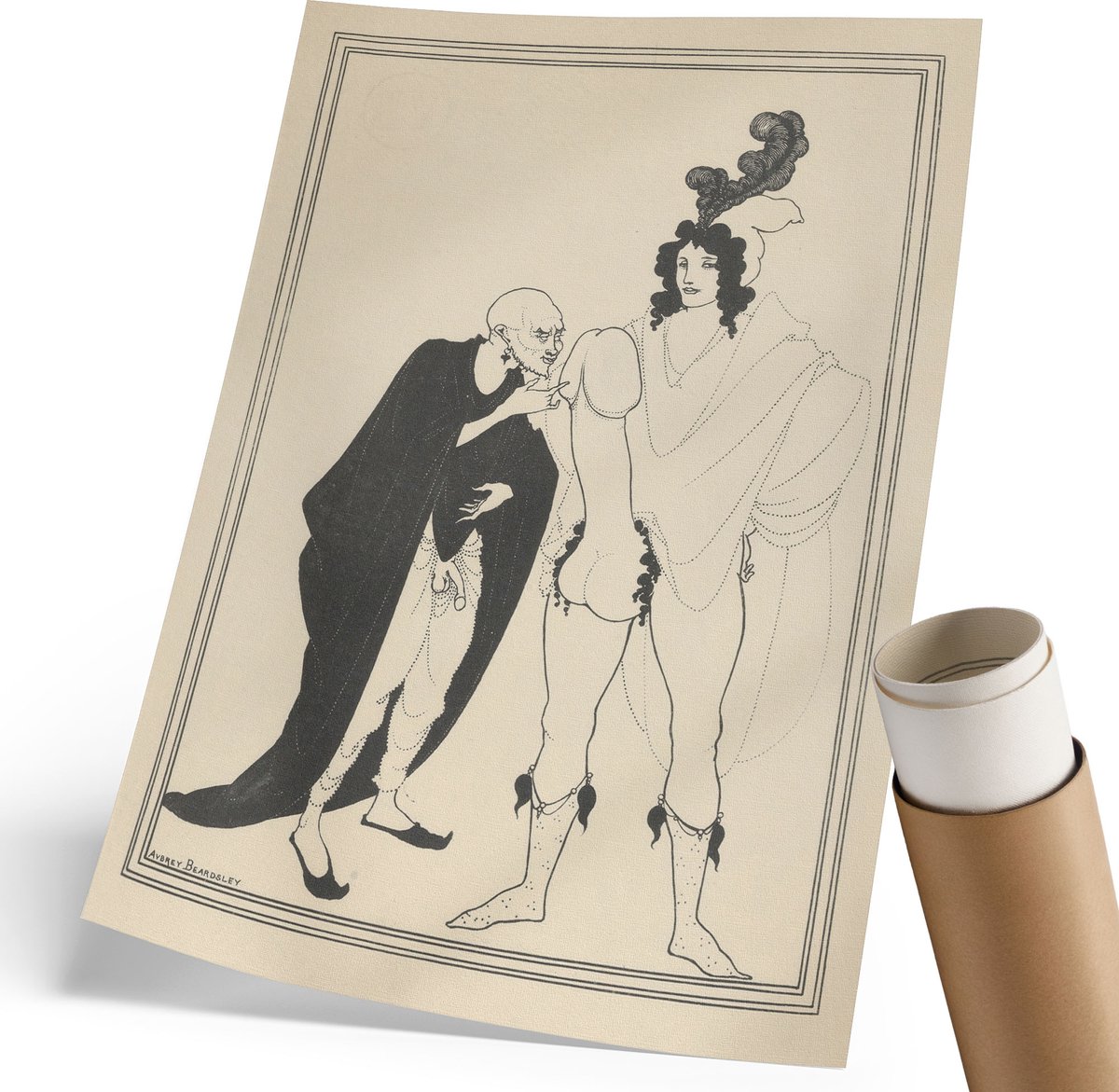 Coloray Canvas Poster Polycanvas - Herald'S Exam, Tekening - 210 x 297 mm - Beige Decoratie - Rechthoek - Wandkunst - Woonkamer, Slaapkamer, Kantoor - Erotisch