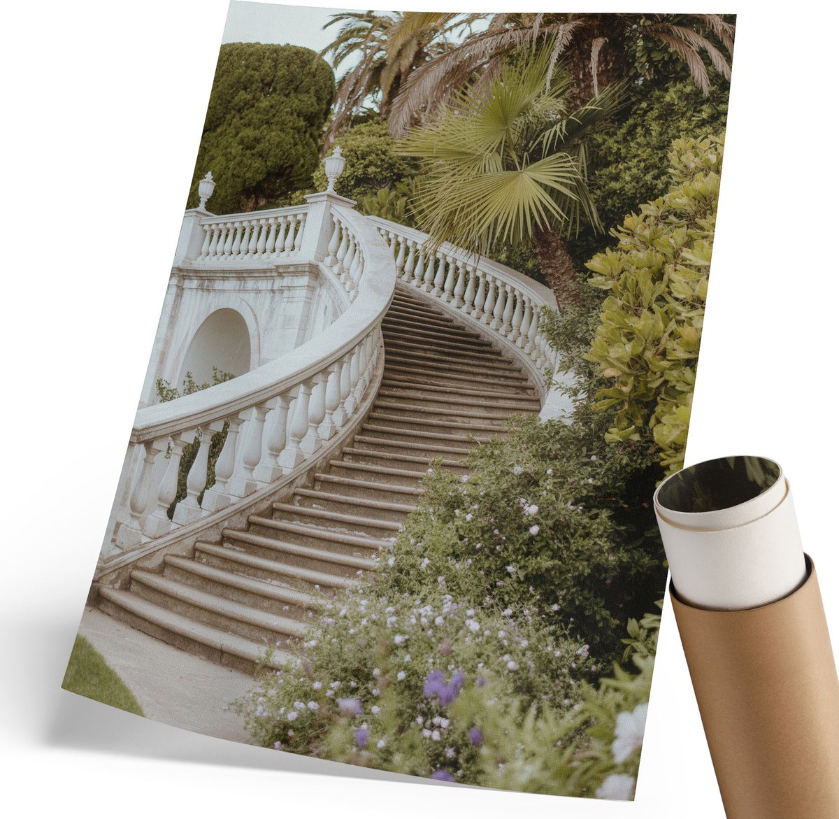 Wallfluent Canvas Poster Polycanvas - Brug Over Het Water, Fotografie - 297 x 420 mm - Beige Patroon - Rechthoek - Muurdecoratie - Woonkamer, Slaapkamer, Kantoor - Klassiek