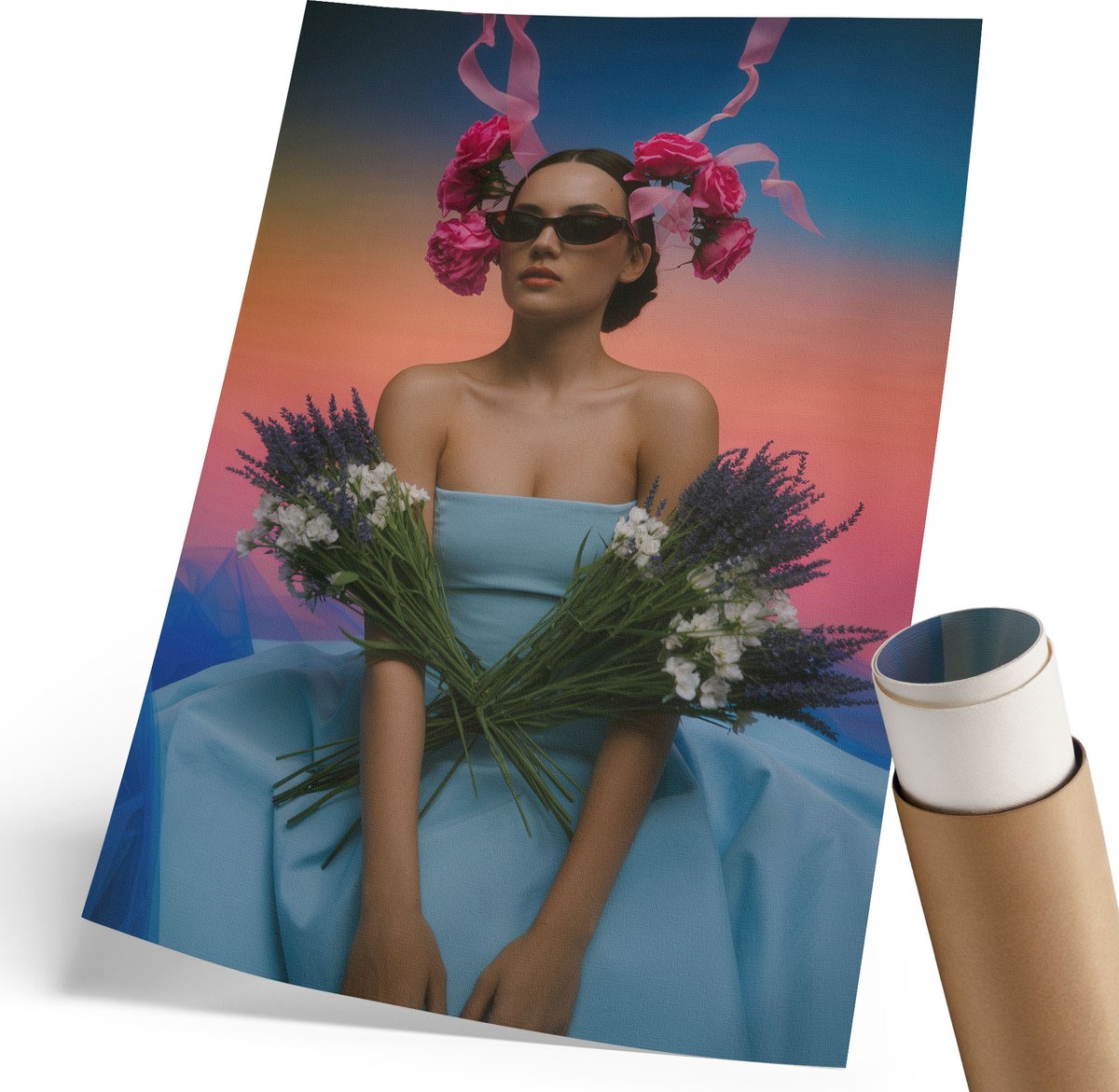 Wallfluent Polycanvas Poster - Retro Kunst, Schilderen - 297 x 420 mm - Bruin Design - Rechthoek - Muurdecoratie - Woonkamer, Slaapkamer, Kantoor - Retro