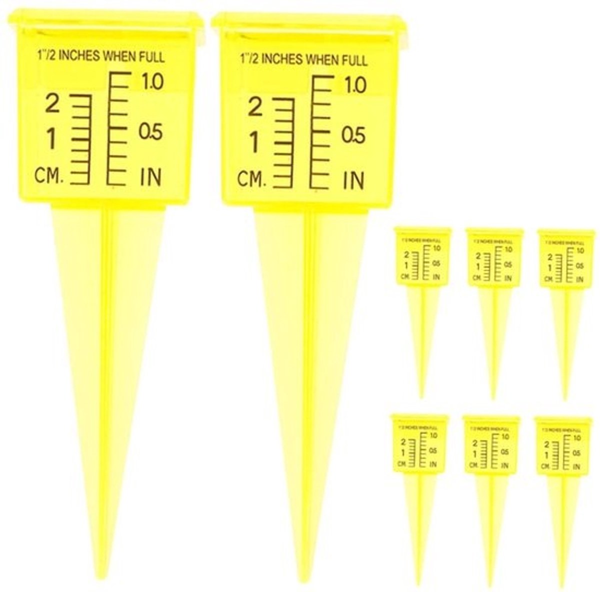 Regenmeter Transparant Plastic - Watermeter Gazon - Buiten Gebruik - Nauwkeurige Metingen - 13.40 cm Hoogte - Geel