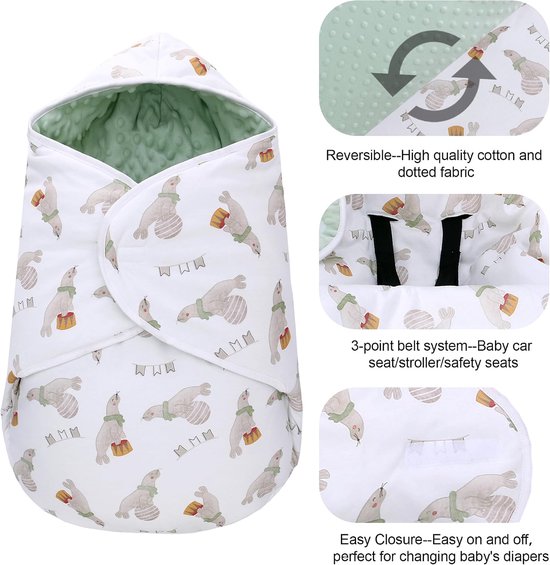 Wikkeldeken voor babyschaal voor winter, buggy, universele voetenzak, babydeken, katoen, inbakerdoek voor kinderwagen, autostoeltje, 3-12 maanden, zeeleeuw — afbeelding 5