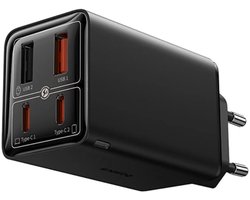 Baseus GaN6 65W USB-C/USB Snellader + 100W USB-C Kabel 1M Zwart