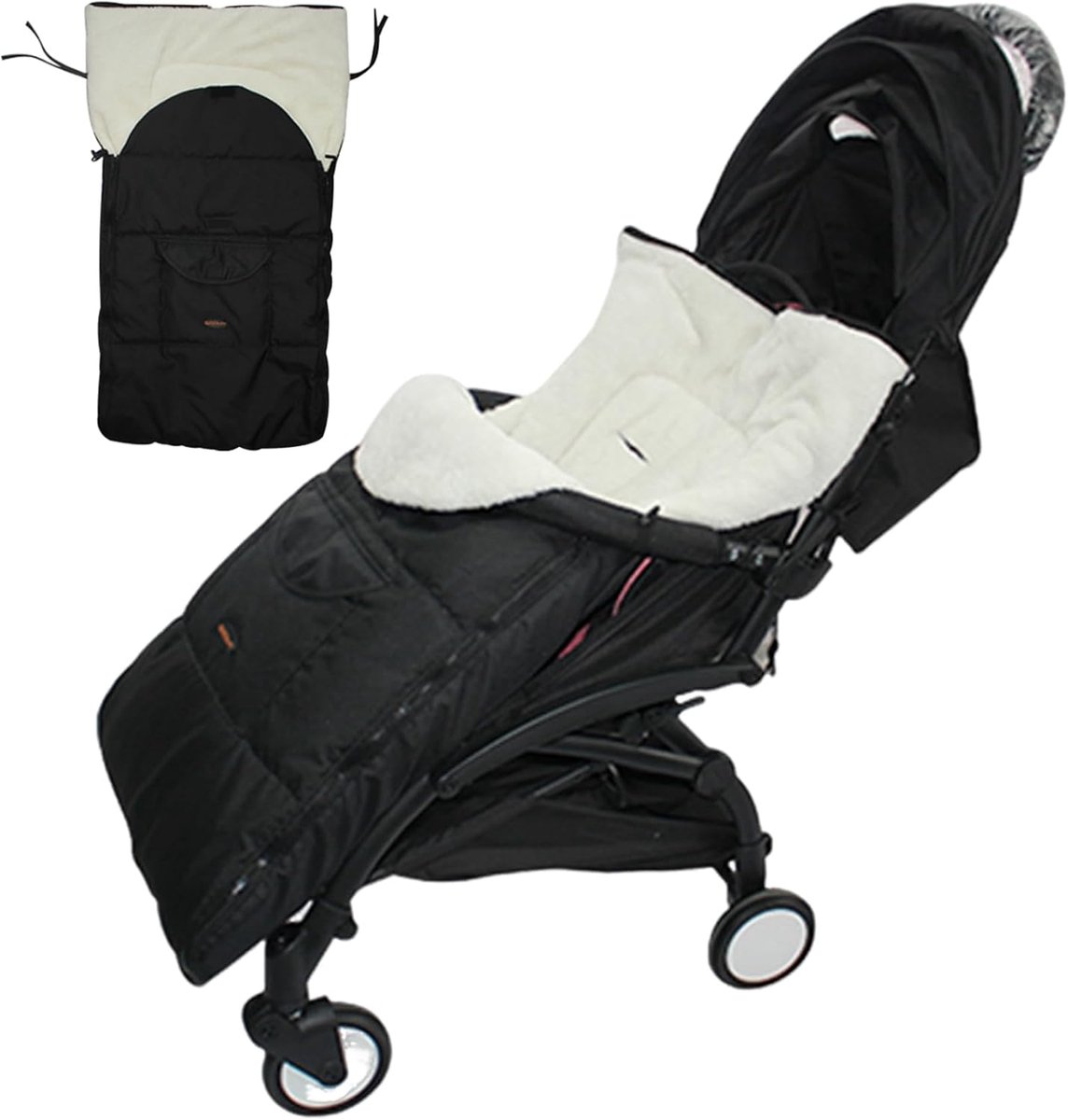 Pouteille de poussette, sac à bruaster à poussette chaude à vent avec doublure en peluche, sac de couchage à poussette confortable, empoche de tout-petits imperméable pour les poussettes d'hiver