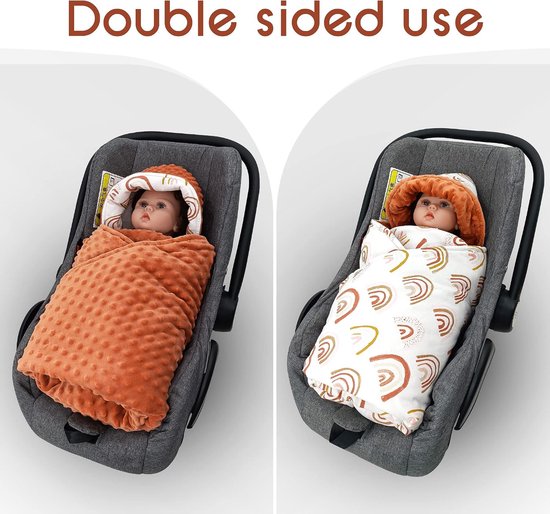 Winterdeken voor baby's, multifunctionele babydeken 90 x 90 cm, geschikt voor in het autostoeltje en de kinderwagen (herfst en winter, regenboog) — afbeelding 3