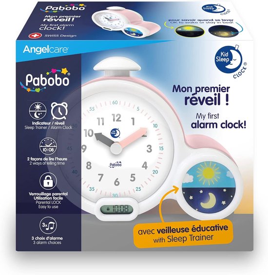 Kinderwekker - Nachtlampje Wekker - Kind Leren Klokkijken - Geleidelijk Alarm - Eén Maat - Roze — afbeelding 4