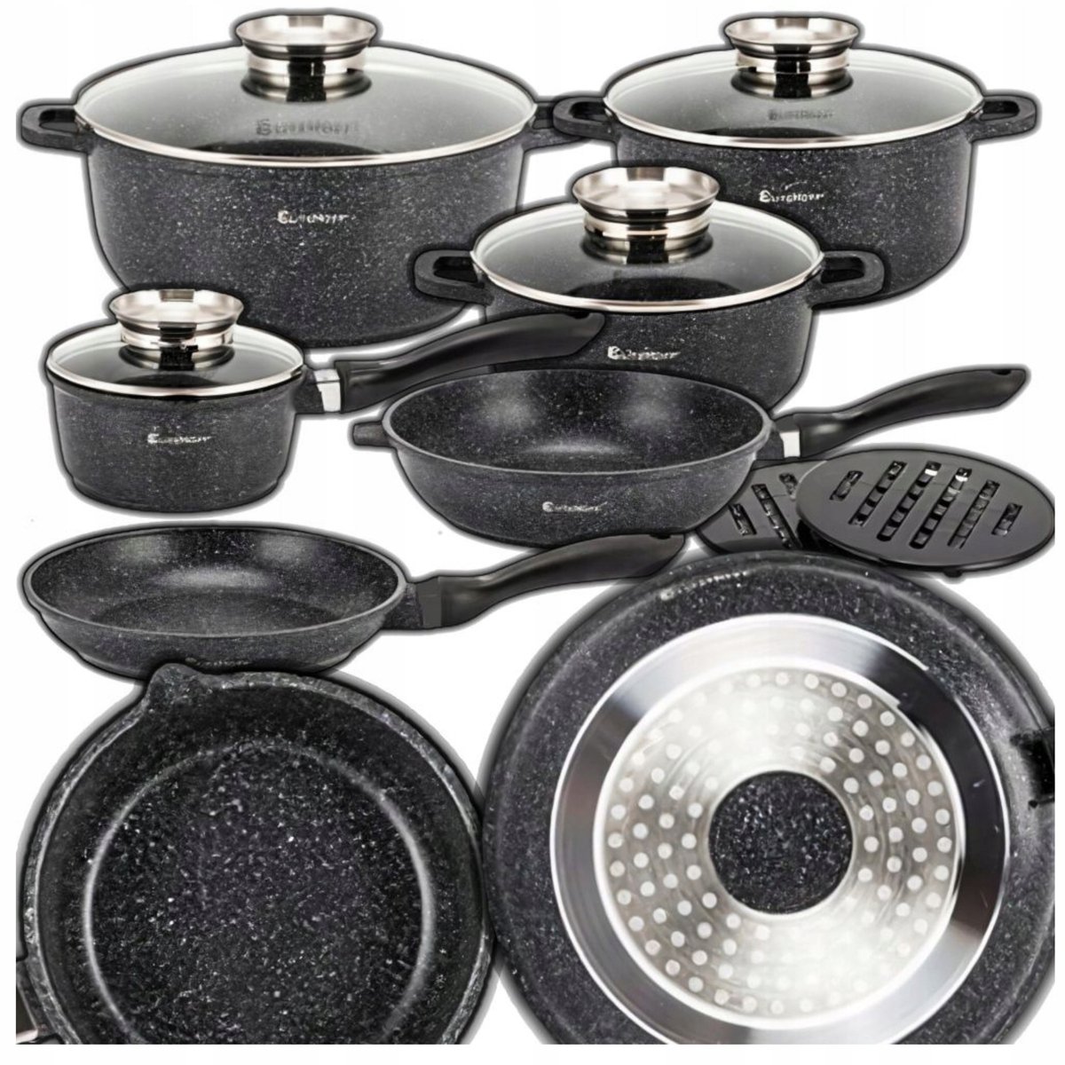14-delige Marmite Set met Marmercoating - Inclusief Pannen & Deksel