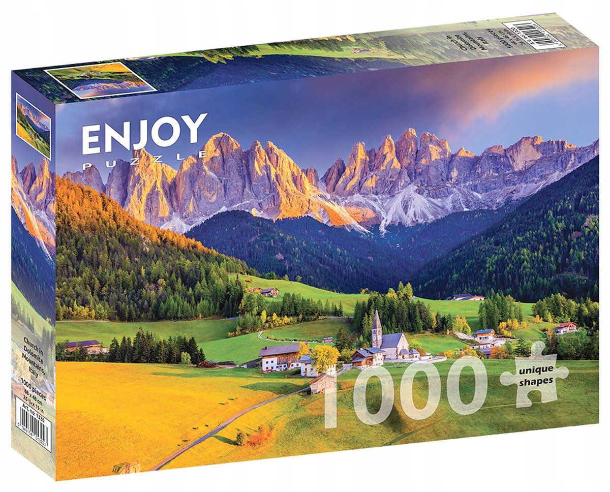 1000-delige Puzzel: Kerk in de Dolomieten, Italië