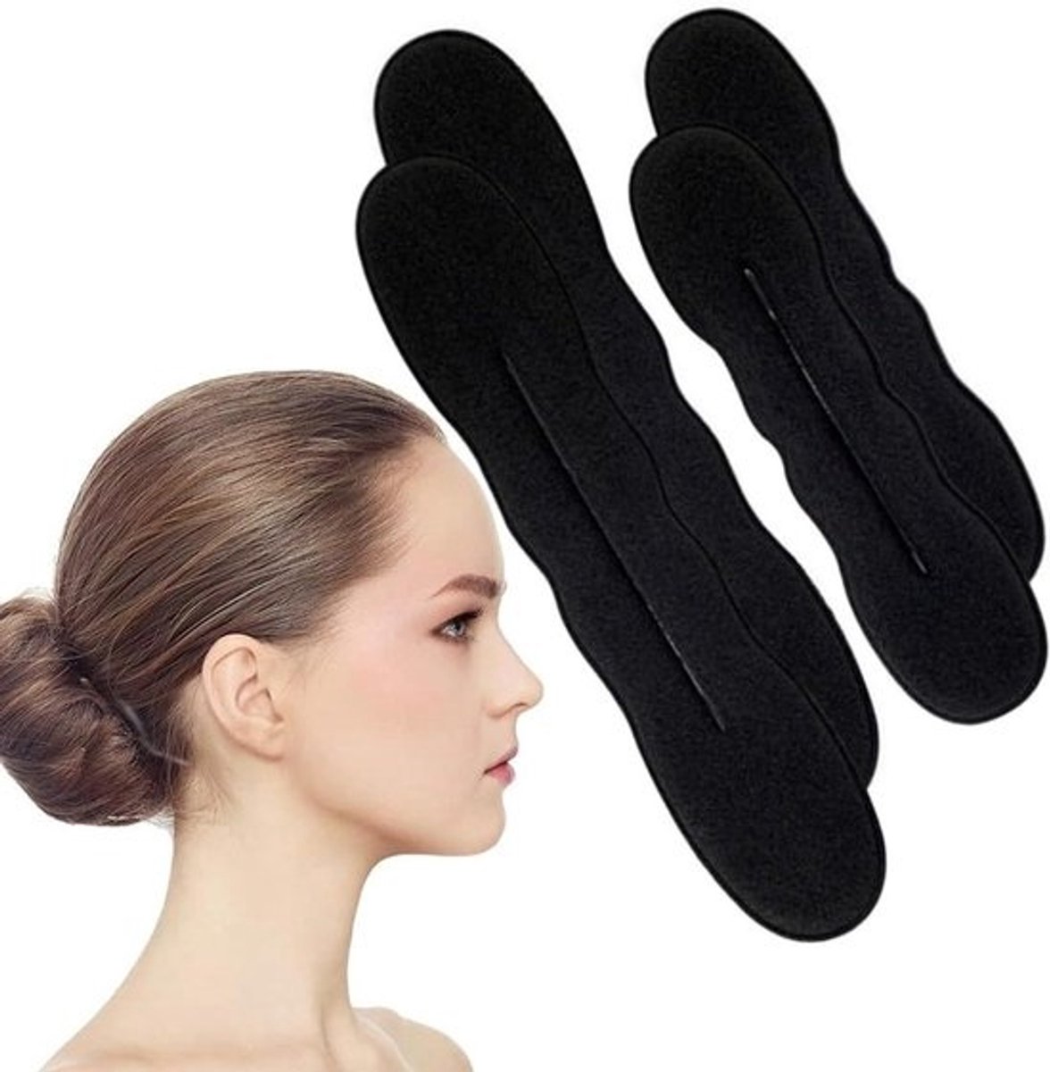 Haar donuts - Knot maker - Kapsels maken - Flexibele legering - Set van 4 - Zwart