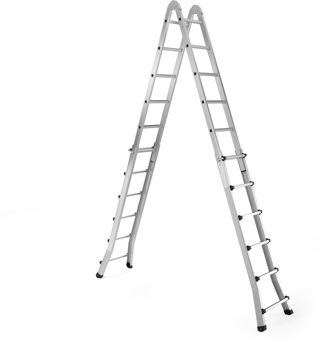 RMBO - Uitschuifbare Vouwladder 4x6 - Vouwladder - Multiladder - 6,90 m lang - Compact en Draagbare ladder - Geschikt voor Particulier en Professioneel Gebruik - Max. Belasting 150 kg, EN 131.6