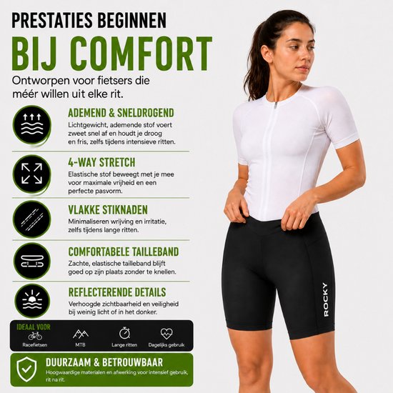 Rocky Fietsbroek Dames Met Zeem Kort - Fietsbroek - Wielrenbroek - Wielerbroek - Mountainbike - Bibshort - Fietskleding - Koersbroek - Dames - Maat XL — afbeelding 3