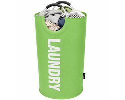 BOTC Wasmand - Waszak - Laundry basket - Wassorteerder - 38x63 cm - waszak vouwbaar - draagbaar wasbox - Groen
