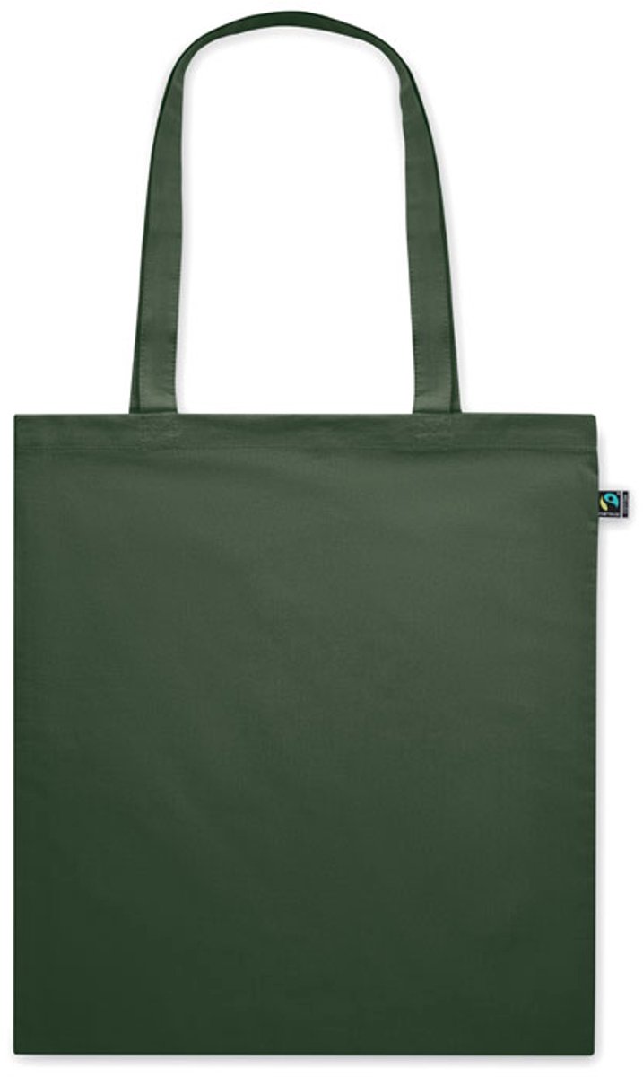 5 stuks Boodschappentas van gekleurd Fairtrade katoen met lange hengsels. 140gr/m². Marine Groen