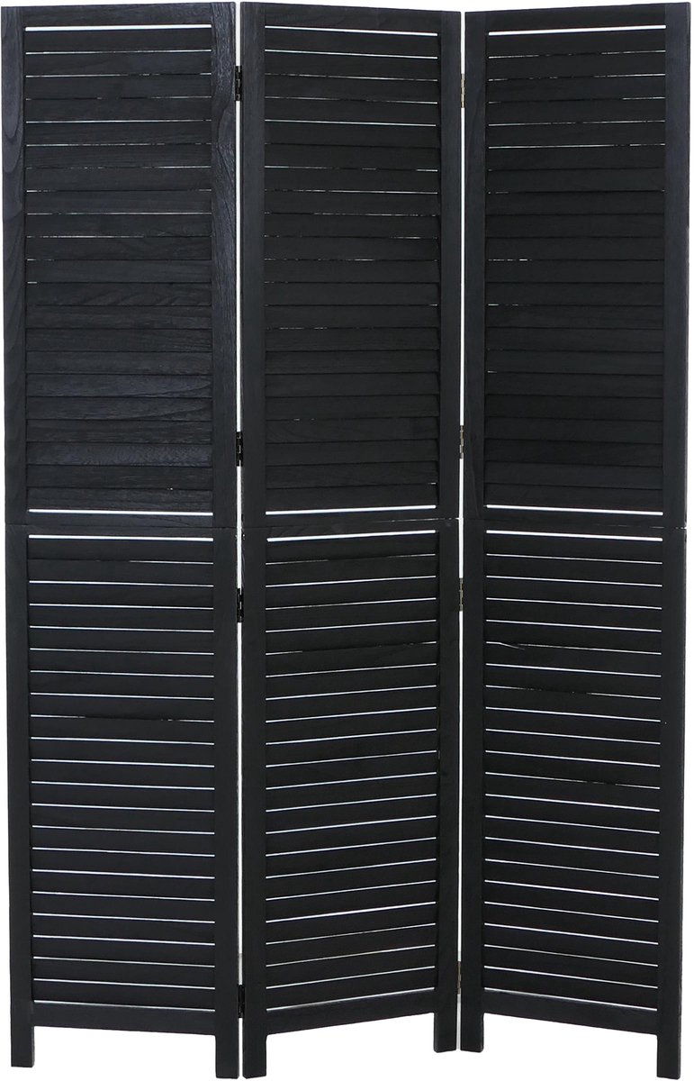 Kamerscherm MCW-C30b, ruimteverdeler, scheidingswand, privacyscherm, vintage paulowniahout 180x120 cm ~ zwart