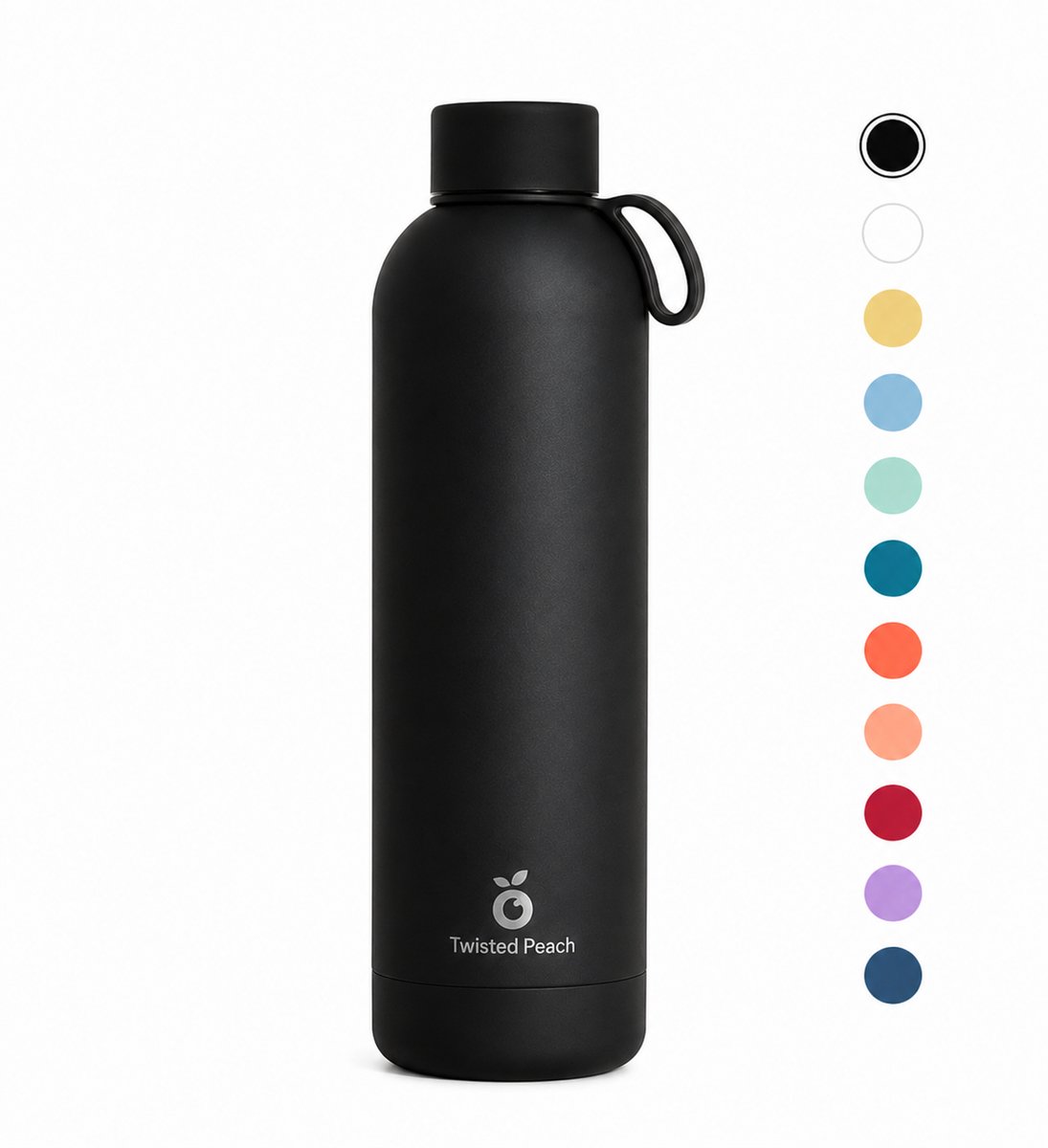 Waterfles RVS | 750ml | Zwart | Drinkfles | Dubbelwandig | 24 uur gekoeld | 12 uur verwarmd | Twisted Peach®