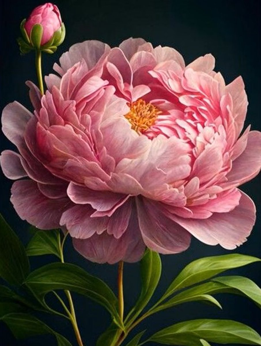 30x20cm Diamond Painting pioen rozen (rond) nr 415