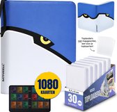 Actueell® A4 Verzamelmap 1080 Kaarten – Binder map voor kaarten - 9 Pocket Bewaarmap - Card Binder met Ritssluiting - 60 Pagina's – Inclusief 30 Toploaders niet mapgeschikt