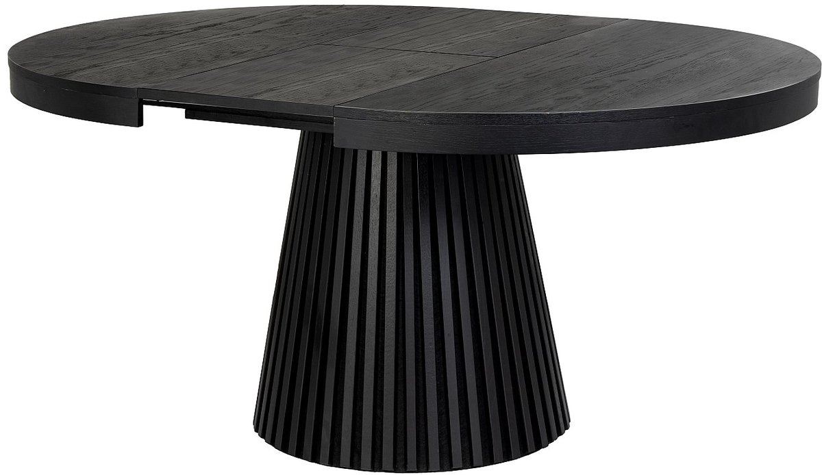 Vente-unique Uitschuifbare eettafel voor 4 tot 6 personen in eiken fineer - Zwart CARMIZA