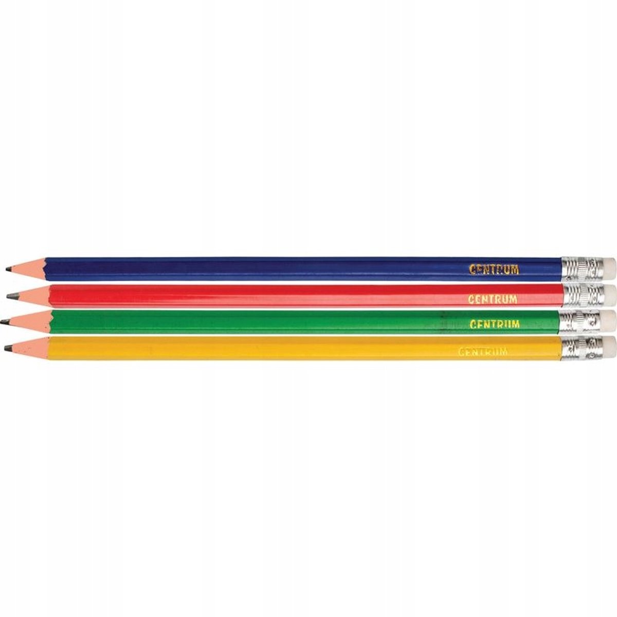Kleurrijke Potloden met Gum, 4 stuks, HB, Zeskantig
