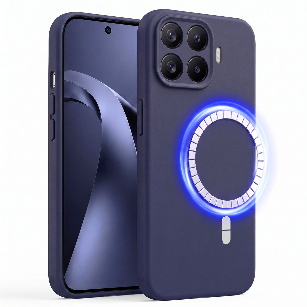 Hoesje geschikt voor Xiaomi 17 - Hoesje geschikt voor Magsafe - Draadloos opladen - Gehard Glas - Marine blauw