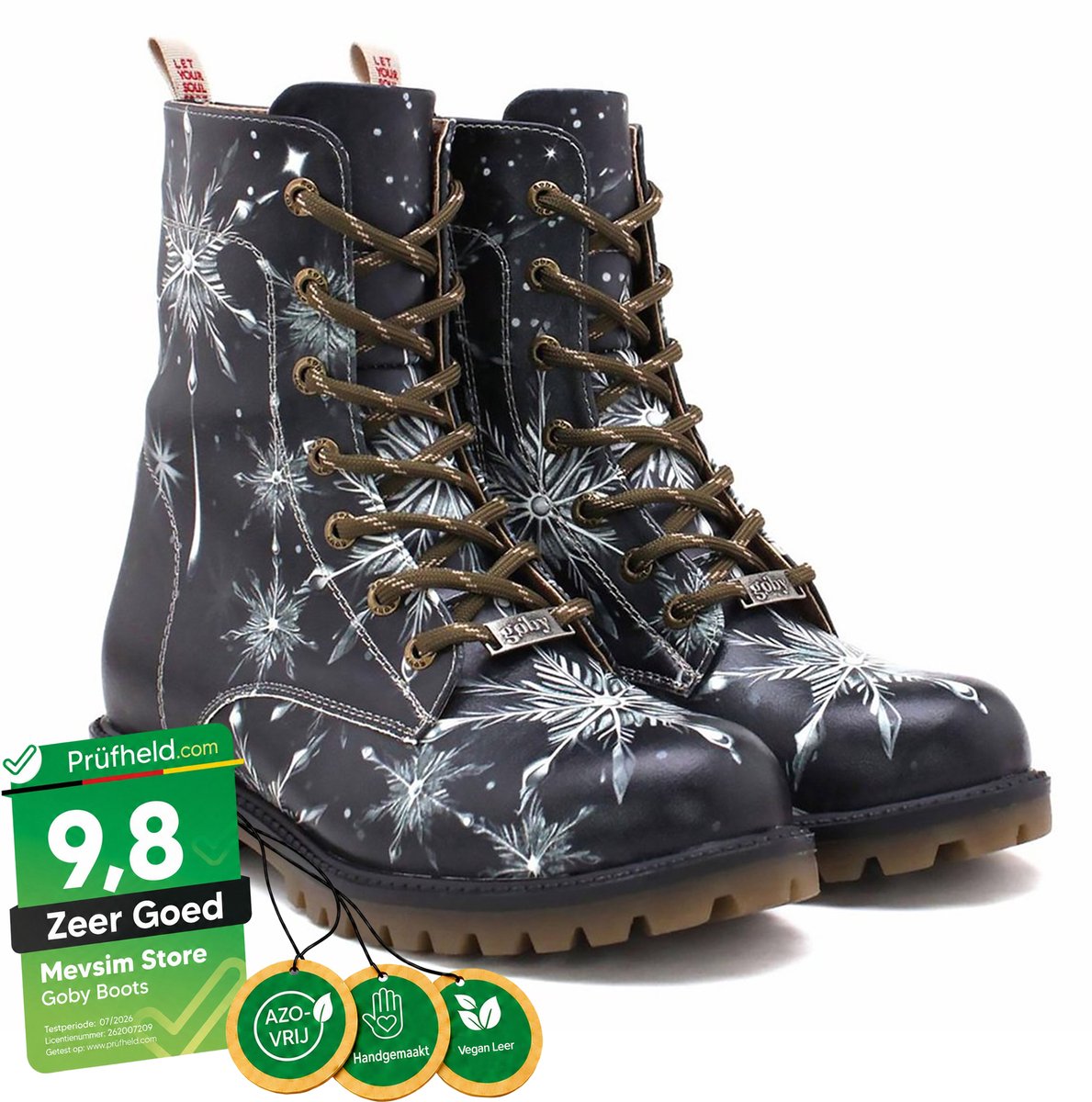 Goby Frosty Elegance Dames Laarzen – Handgemaakt – Winterse Sneeuwvlok Design – Maat 41