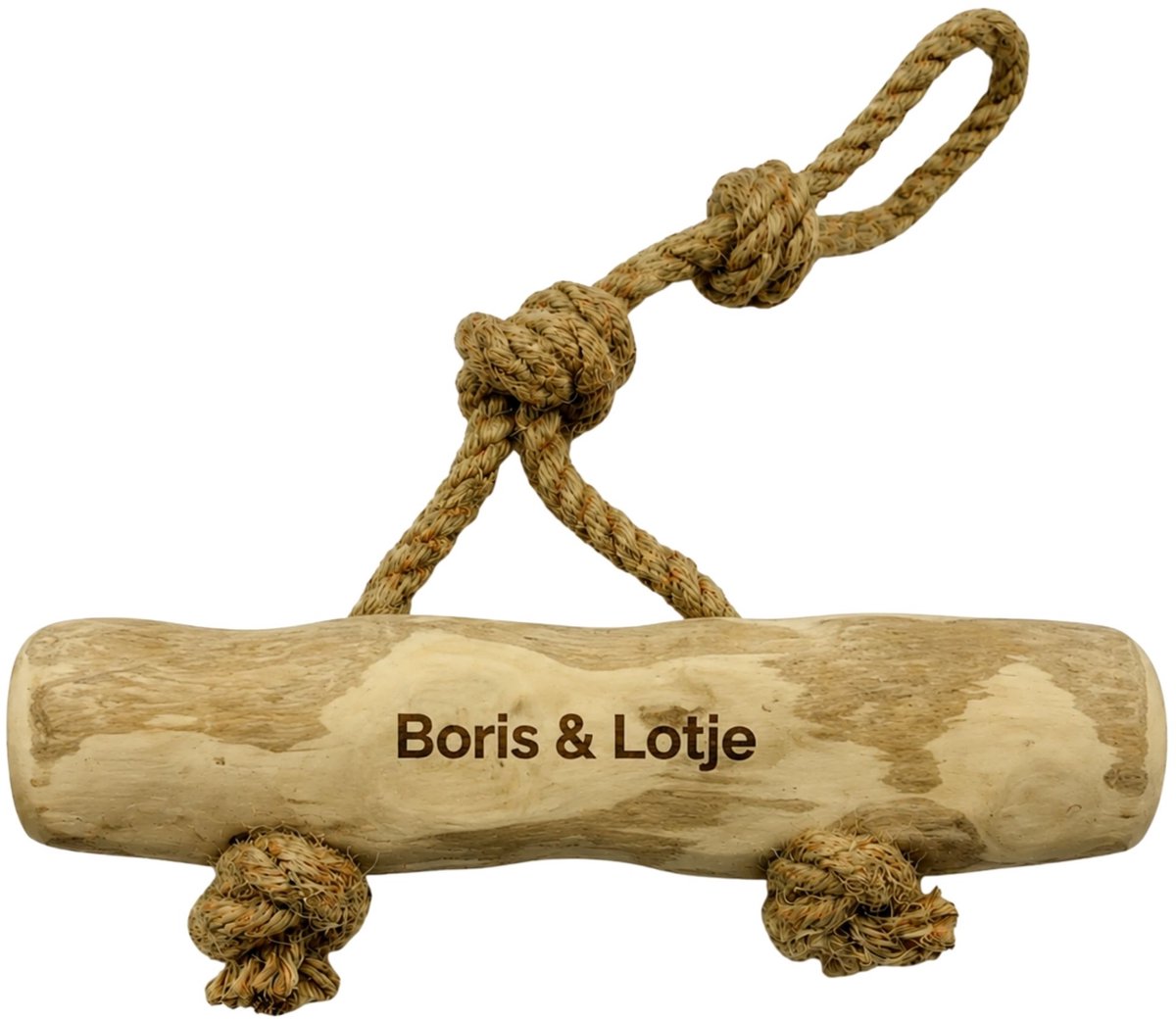 Boris & Lotje Koffieboomwortel met henneptrektouw XL - Hondenspeelgoed - Trektouw - Kauwspeelgoed voor honden