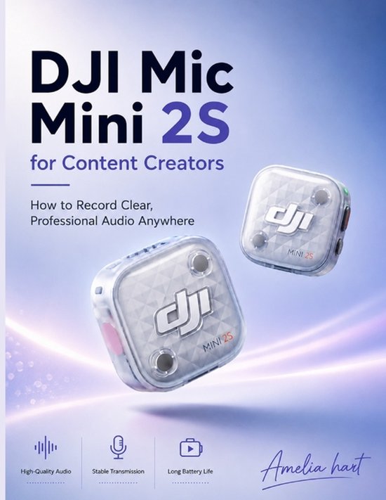 Deux microphones transparents DJI Mic Mini 2S à motif diamant, texte : 'DJI Mic Mini 2S pour créateurs de contenu'.