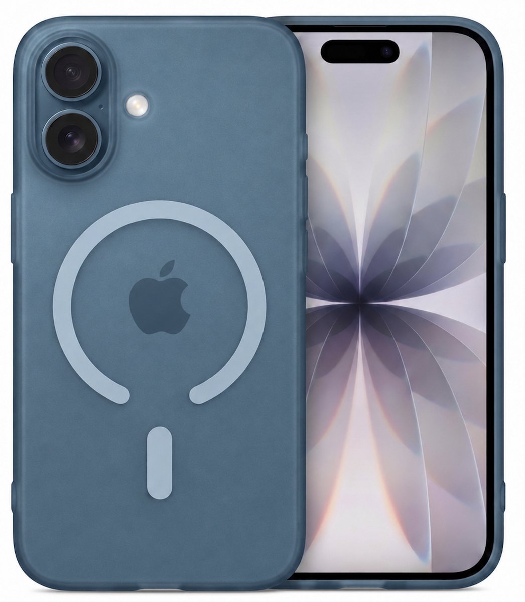 iCall MagMat Hoesje - Geschikt voor iPhone 17 - Geschikt voor Magsafe - Ultradun Mat Donker Blauw