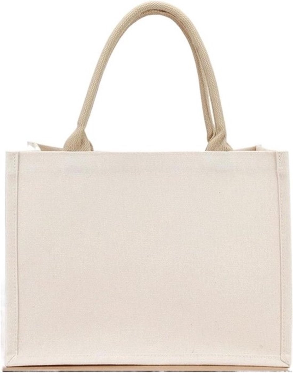 Linnen Tote Bag - Jute Boodschappentas Canvas - Dagelijks Dragen - Herbruikbaar - Klein: 23x16x12cm - Niet gespecificeerd