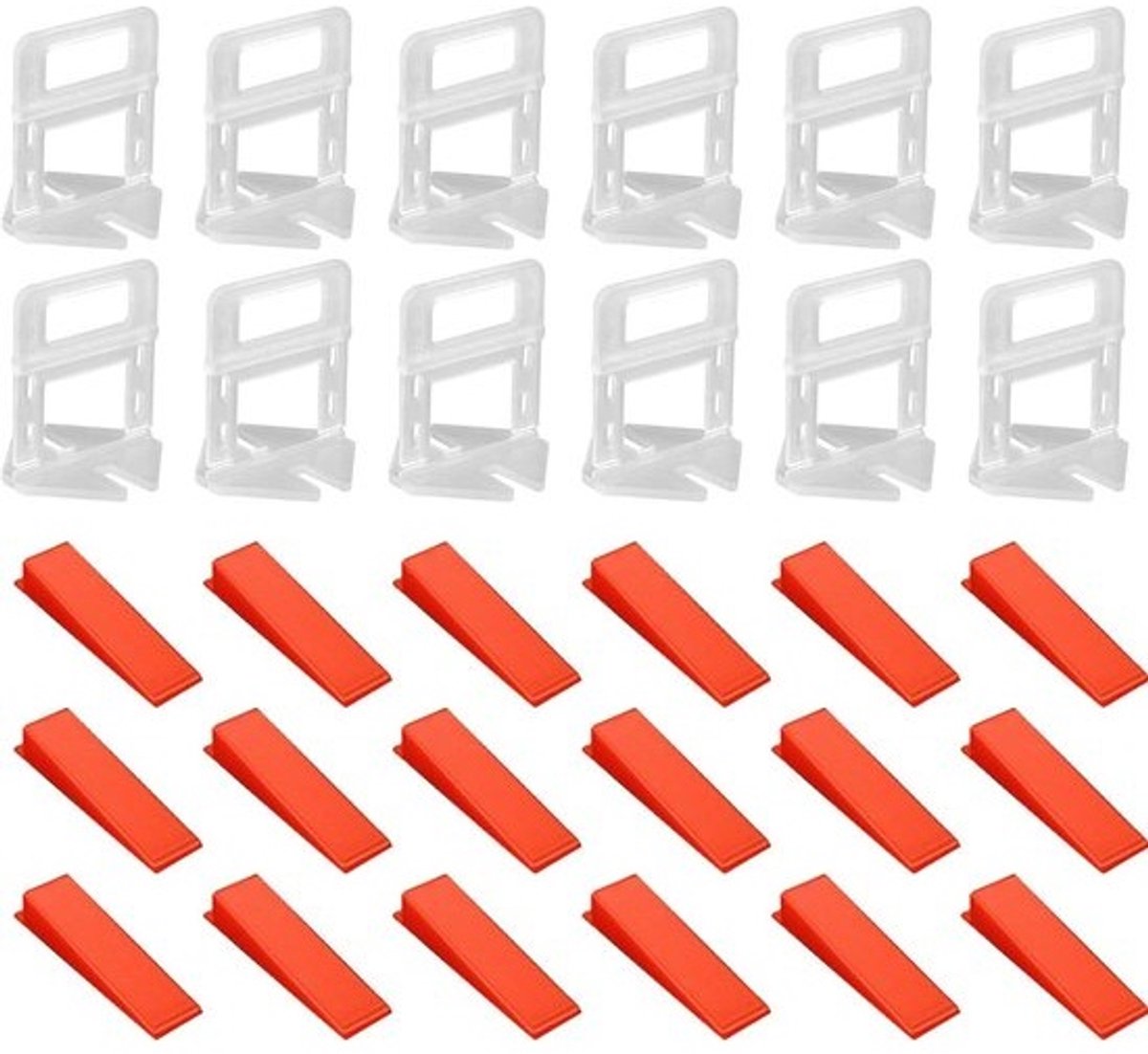 Tegel Leveling Systeem - Tegelwiggen Clips - Vlakke Tegels Plaatsen - Zelfnivellerend Systeem - 1.5mm Clips - Wit Rood