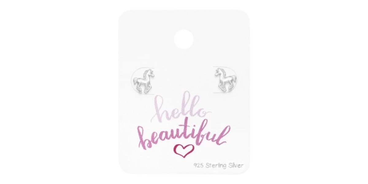 Prachtige Sterling Zilveren Paard Oorstekers (925 Zilver)
