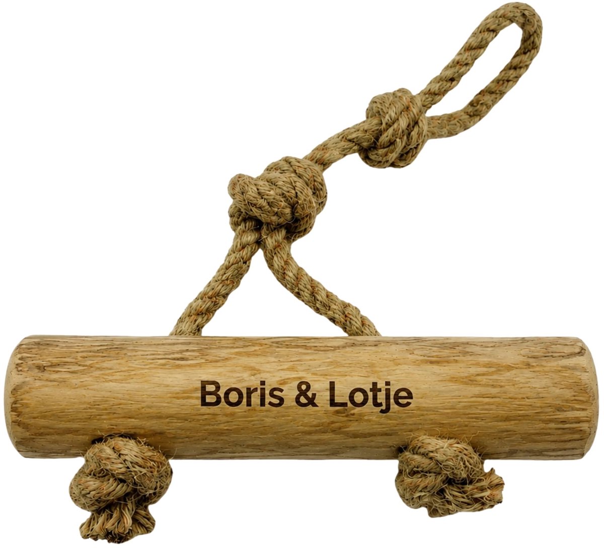 Boris & Lotje Koffieboomwortel met henneptrektouw L - Hondenspeelgoed - Trektouw - Kauwspeelgoed voor honden