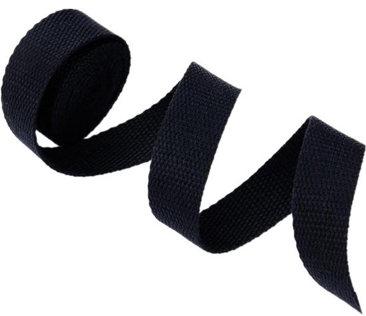 Katoenen Singelband - Textielband Band - Tassen Maken - Extra Sterk Geweven - 50 mm x 10 meter - Zwart