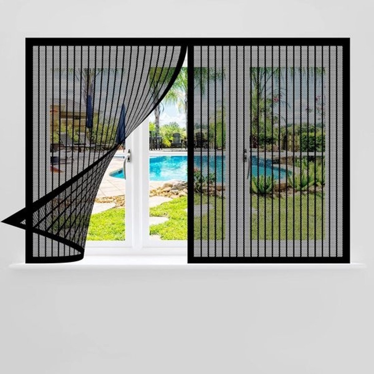 Vliegengaas Raam - Horren Gordijn - Insecten Buiten Houden - Automatisch Sluitend - 170 x 200 cm - Zwart
