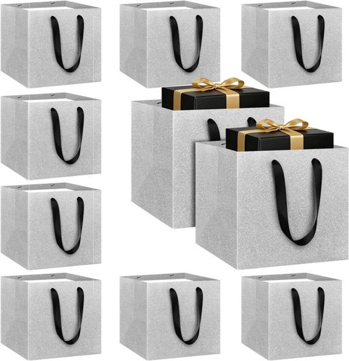 Luxe Geschenkzakjes - Cadeautasjes Papieren Zakjes - Feestelijke Cadeaus Inpakken - Vierkant En Ruim Ontwerp