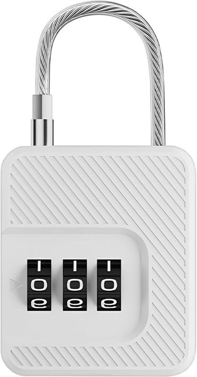 Hangslot Combinatie - Driecijferig Slot - Bagage Beveiligen - Roestvrij Staal ABS - 50 Gram - Wit