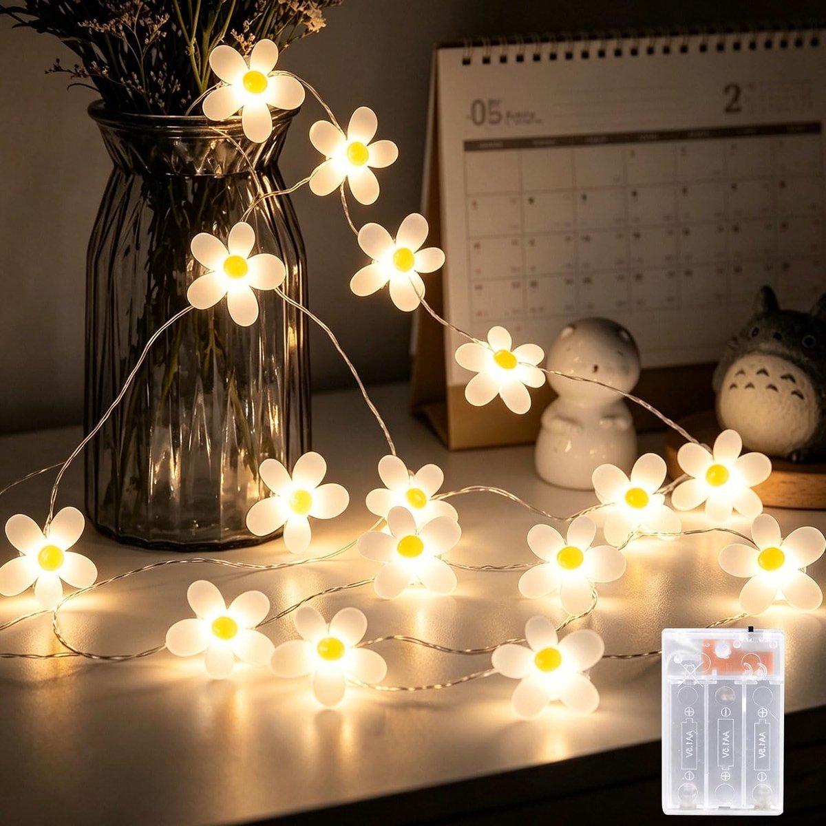 Lichtsnoer 2m - 20 LED - Op Batterijen - Warmwit - Binnen en Buiten