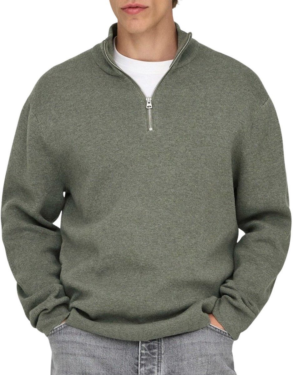 Only & Sons Sting Life Half Zip Sweater Heren Grijs